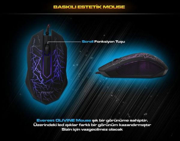 KMX-86 Olivine Siyah Usb Gökkuşağı Zemin Aydınlatmalı Q Standart Klavye + Mouse