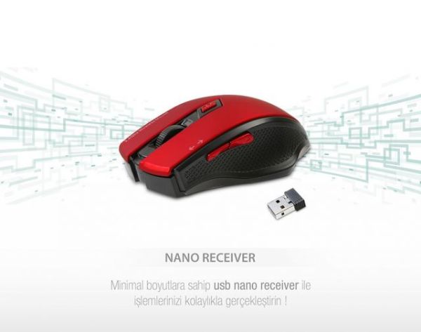 SMW-777-K Usb Kırmızı 2.4Ghz Optik Wireless Mouse