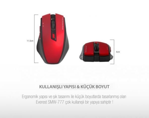SMW-777-K Usb Kırmızı 2.4Ghz Optik Wireless Mouse