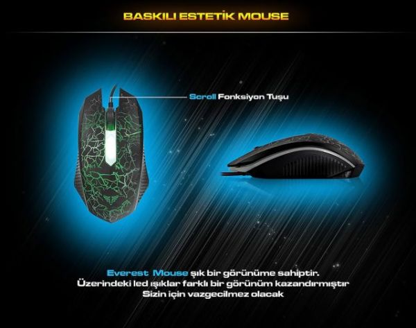 KMX-99 Siyah Usb Gökkuşağı Zemin Aydınlatmalı Q Oyuncu Klavye + Mouse Set