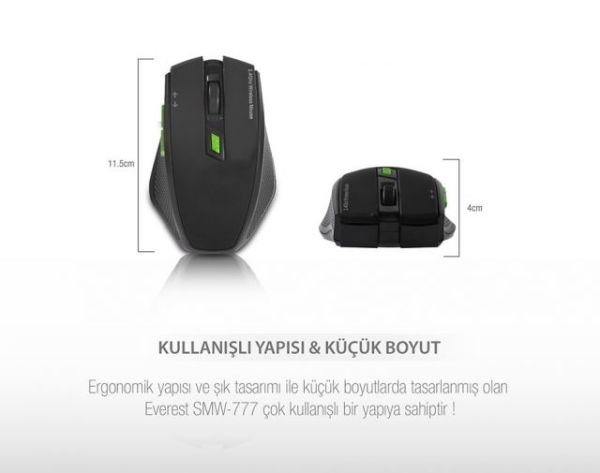 SMW-777-S Usb Siyah 2.4Ghz Optik Wireless Mouse