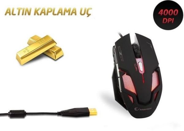 SMX-R1S Rampage SMX-R1 USB 4000DPI 7 Farklı Makro Siyah Mouse