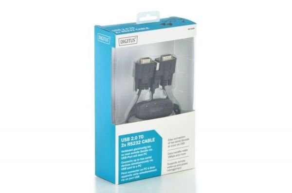 DA-70158 USB 2.0 - 2 x RS232 (Seri) Çevirici Kablosu, 1.5 metre