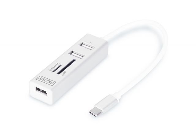 DA-70243 USB 2.0 Type C HUB with Cardreader, 3x USB 2.0. 1x SD, 1x MicroSD Port A