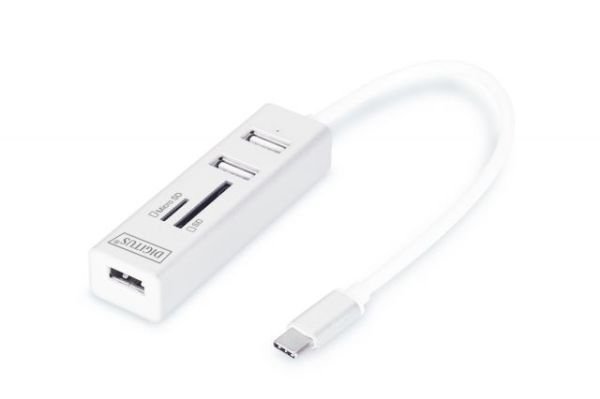 DA-70243 USB 2.0 Type C HUB with Cardreader, 3x USB 2.0. 1x SD, 1x MicroSD Port A