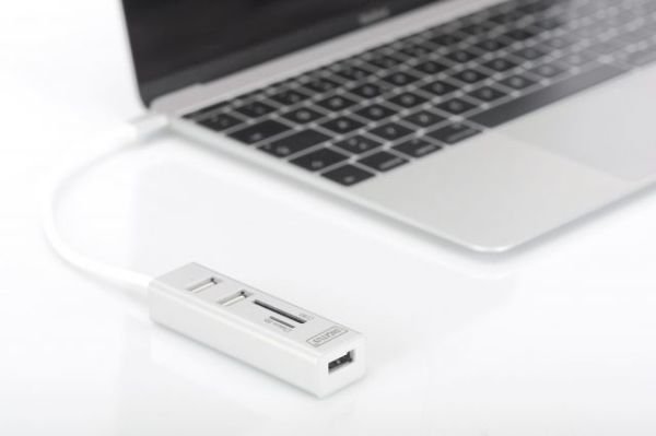 DA-70243 USB 2.0 Type C HUB with Cardreader, 3x USB 2.0. 1x SD, 1x MicroSD Port A