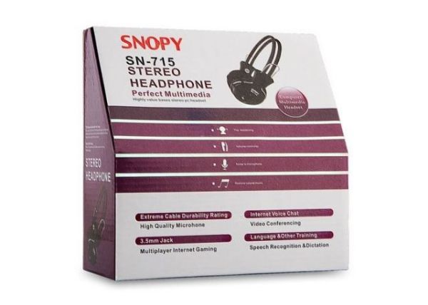 SN-715 Kablolu Mikrofonlu Siyah Kulak Üstü Kulaklık