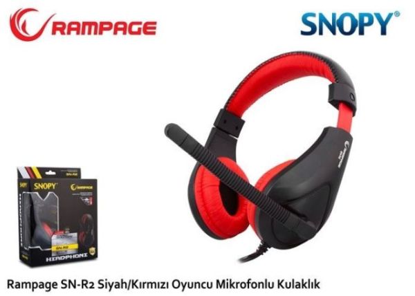 SN-R2K Kablolu Mikrofonlu Siyah-Kırmızı Gaming Kulak Üstü Kulaklık