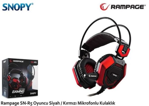 SN-R5K Kablolu Mikrofonlu Siyah-Kırmızı Gaming Kulak Üstü Kulaklık