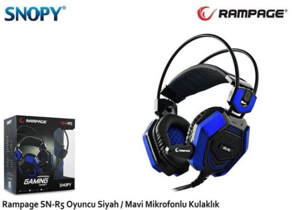 SN-R5M Kablolu Mikrofonlu Siyah-Mavi Gaming Kulak Üstü Kulaklık