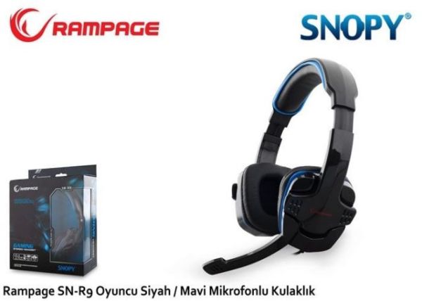 SN-R9M Kablolu Mikrofonlu Siyah-Mavi Gaming Kulak Üstü Kulaklık