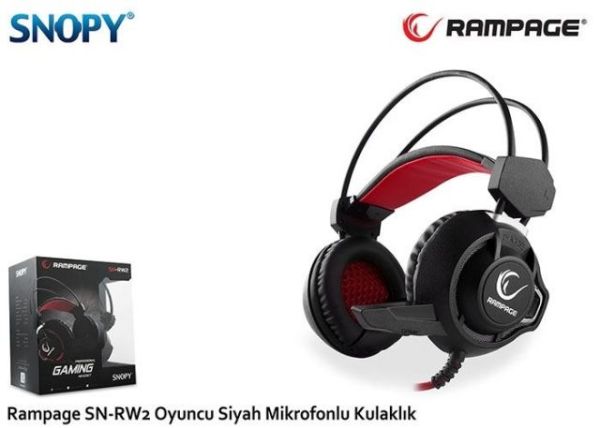 SN-RW2 Kablolu Mikrofonlu Siyah Gaming Kulak Üstü Kulaklık