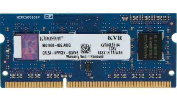 KVR16LS11-4 4 GB 1600MHz DDR3 Value Notebook Kutulu RAM