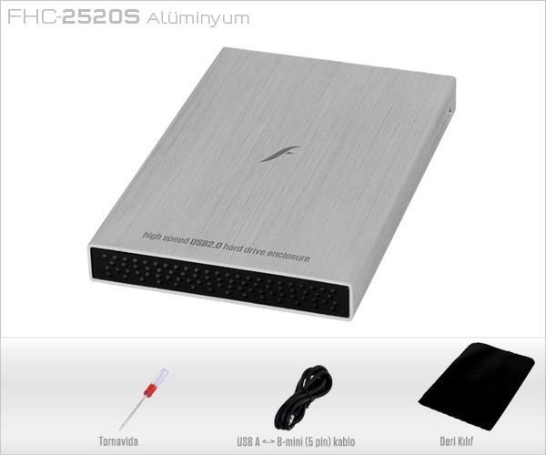 FHC-2520S 2.5'' SATA USB 2.0 HDD KUTU GÜMÜŞ
