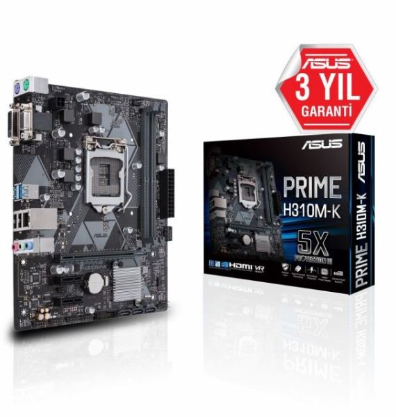 PRIME-H310M-K Intel H310 1151 DDR4 2666MHz DVI/VGA USB3.1 Anakart