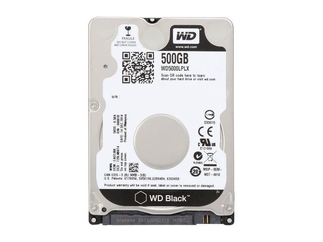 WD5000LPLX 500GB 2.5'' 7200RPM Sata3 32MB Black Dahili Notebook HardDisk