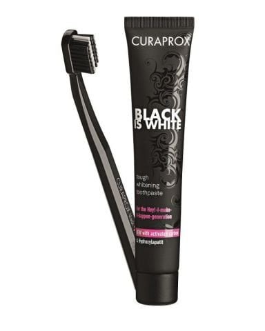 Curaprox Black is White Beyazlatıcı Set (5460 Diş Fırçası + Beyazlatıcı Diş Macunu)