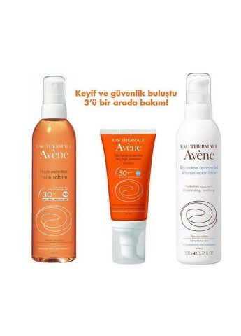 Avene 3'ü Bir Arada Bakım, Huile Solaire Spf30 200 ml., Emulsion Spf50+ 50 ml. ve Reparateur Apres Soleil 200 ml.