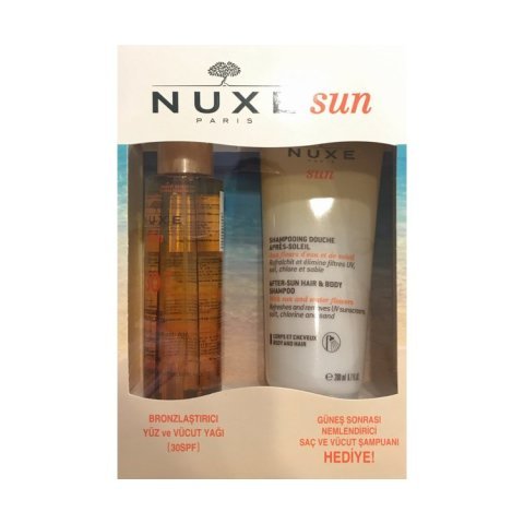 Nuxe Bronzlaştırıcı Yüz ve Vücut Yağı Spf30 150 ml. + Güneş Sonrası Nemlendirici Şampuan Hediye