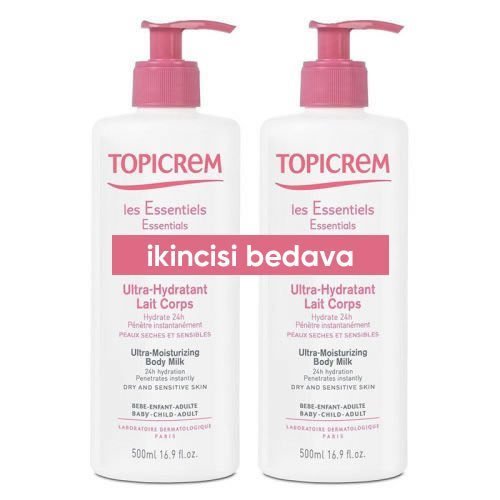 Topicrem Ultra-Hydratant Lait Corps 2x500 ml. - 1 Alana 1 Bedava