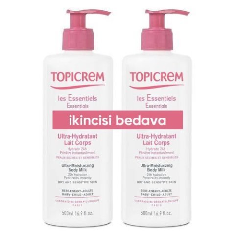 Topicrem Ultra-Hydratant Lait Corps 2x500 ml. - 1 Alana 1 Bedava
