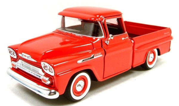 Motor Max Chevy Apache Fleetside Pickup 1958 Model Metal Araba Kırmızı 1:24