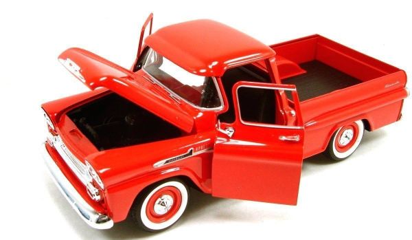 Motor Max Chevy Apache Fleetside Pickup 1958 Model Metal Araba Kırmızı 1:24