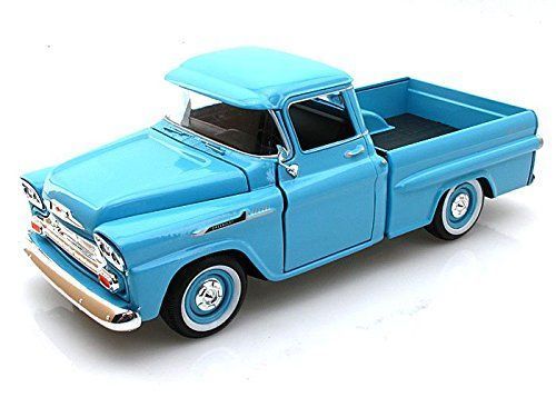 Motor Max Chevy Apache Fleetside Pickup 1958 Model Metal Araba Mavi 1:24
