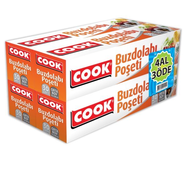 Cook Orta Boy Buzdolabı Poşeti 24 x 38 cm 120 Adet