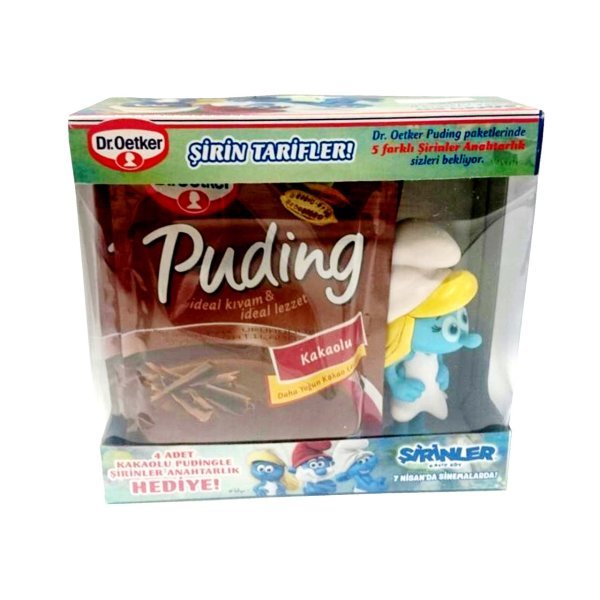 Dr.Oetker Şirin Tarifler Kakaolu Puding 4 Adet + Şirinler Anahtarlık Hediye