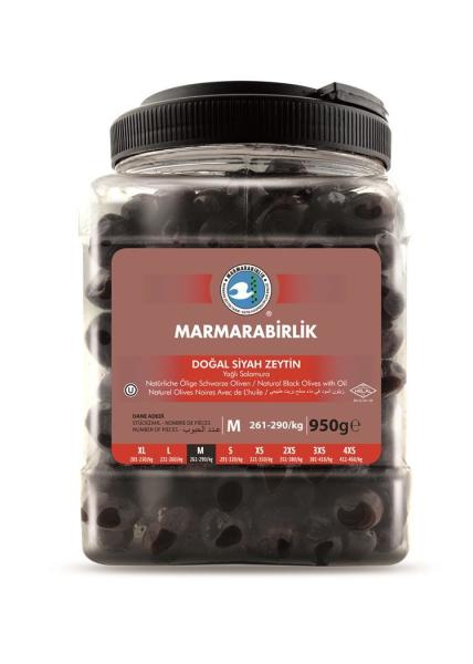 MarmaraBirlik M Boy Doğal Siyah Zeytin Yağlı Salamura 950 gr