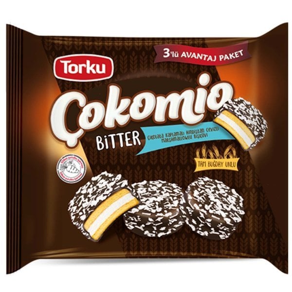 Torku Çokomio Marshmallow Bitter Çikolatalı Bisküvi 77 gr x 3 Adet