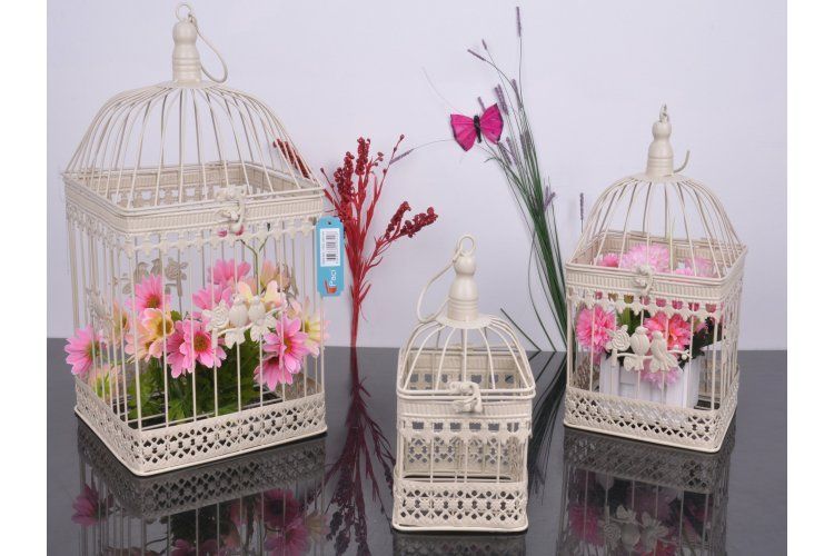 Paçi Dekoratif Kare Kafes Kuş Desenli Pembe Büyük