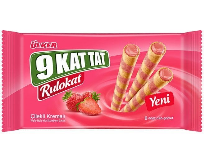 Ülker 9 Kat Tat Rulokat Çilek Kremalı Gofret 48 gr