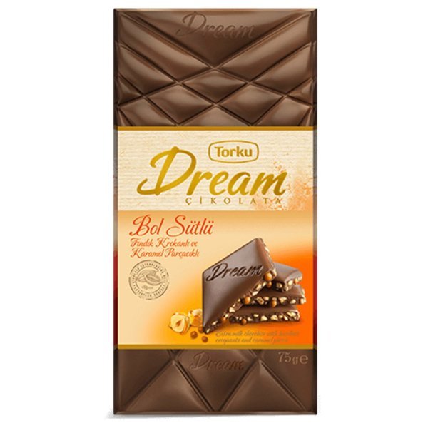 Torku Dream Çikolata Fındık Krokanlı ve Karamel Parçalı 75 gr