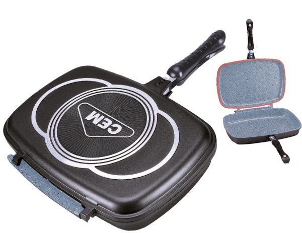 Cem Double Granit Grill Pan Çift Taraflı Balık Tava 32x24 cm