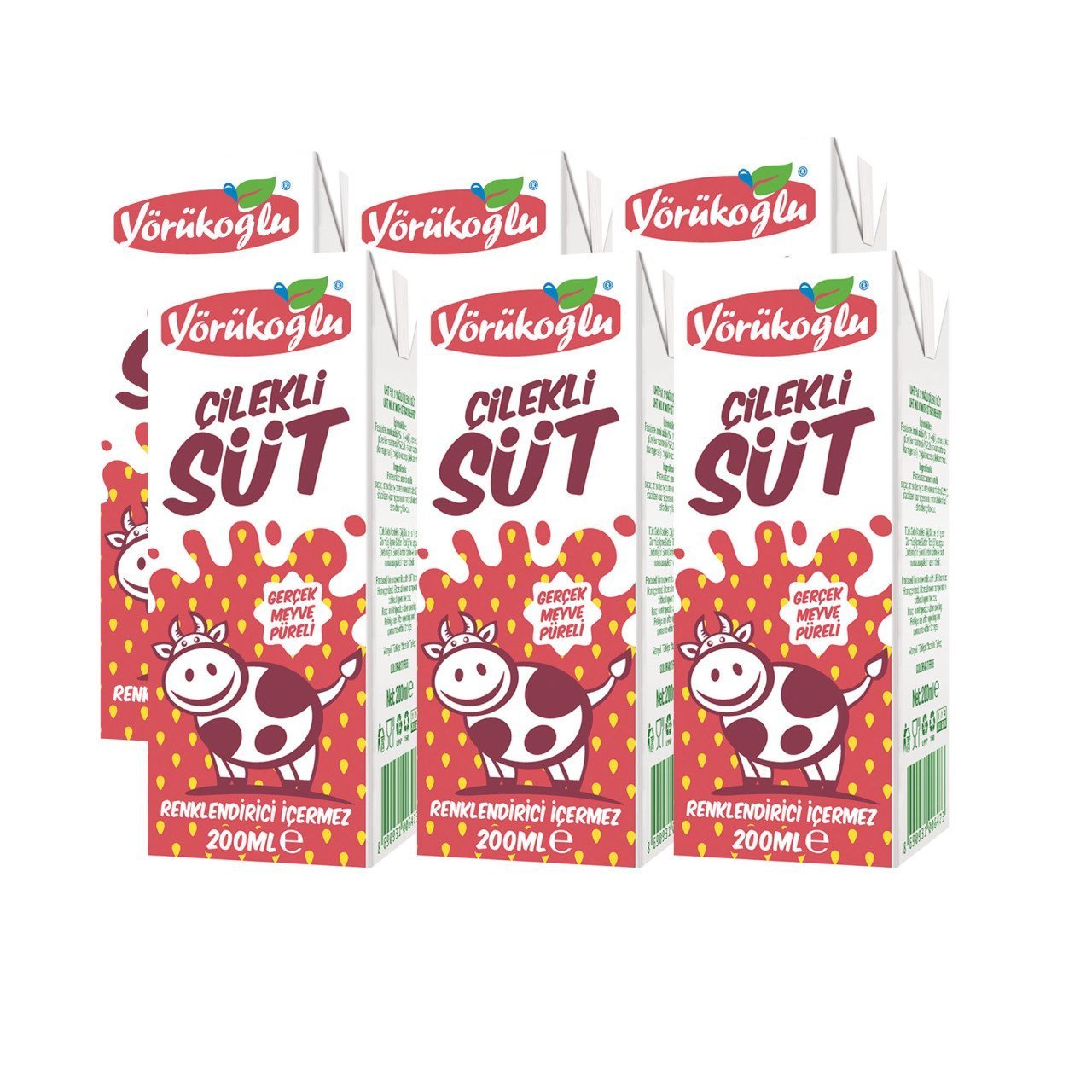 Yörükoğlu Çilekli Süt 200 ml x 6 Adet
