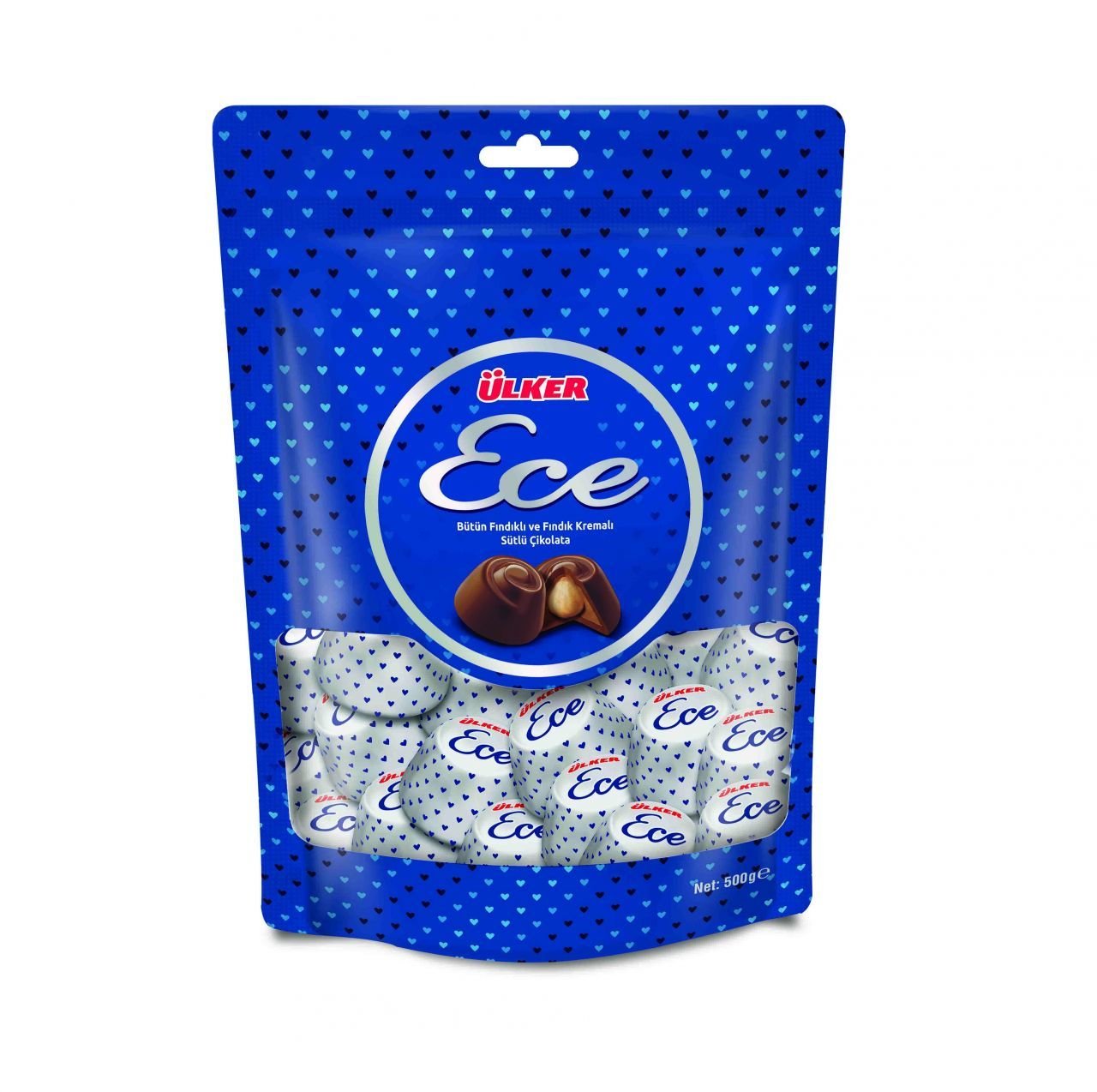 Ülker Ece Bütün Fındıklı ve Fındık Kremalı Sütlü Çikolata 500 gr