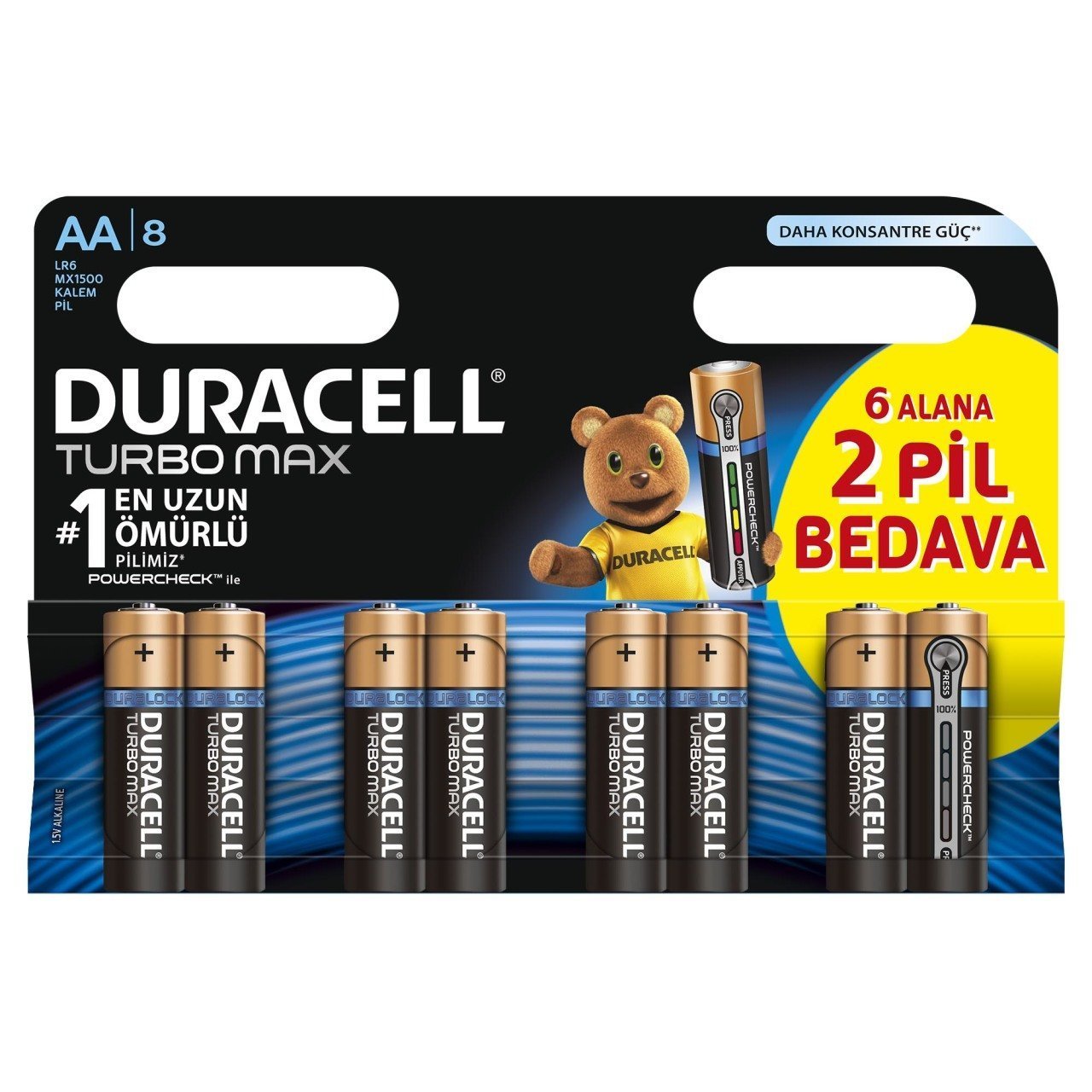 Duracell Alkalin AA Turbo Max Kalem Pil 8 Adet