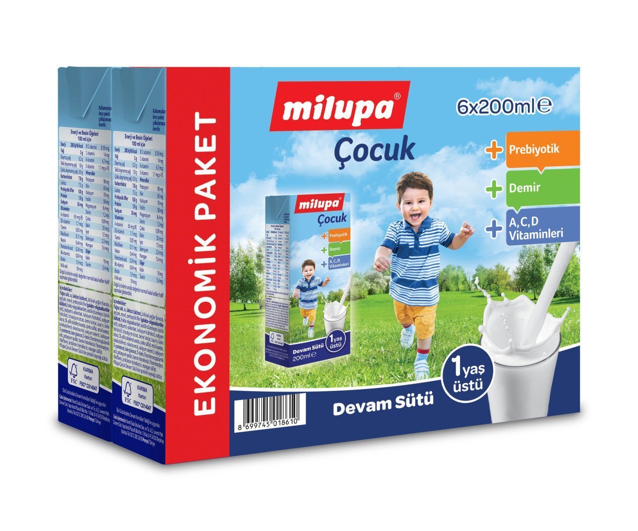 Milupa Çocuk Tetra Sıvı Devam Sütü 200 ml x 6 Adet