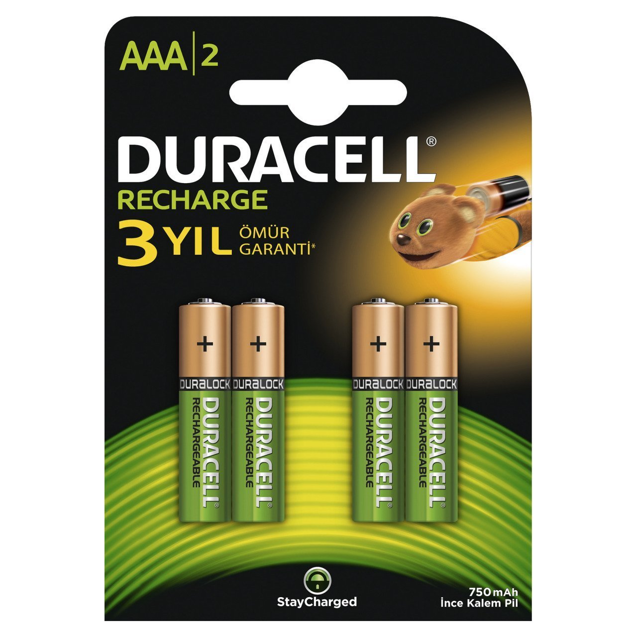 Duracell Şarj Edilebilir AAA İnce Kalem Pil 750 mAh 4 Adet