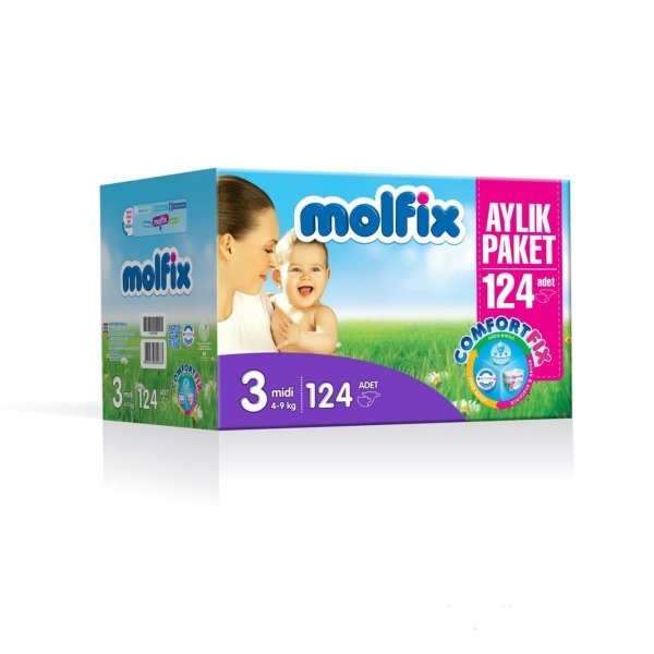 Molfix Comfort Fix No:3 Midi 124 Adet Aylık Paket Bebek Bezi