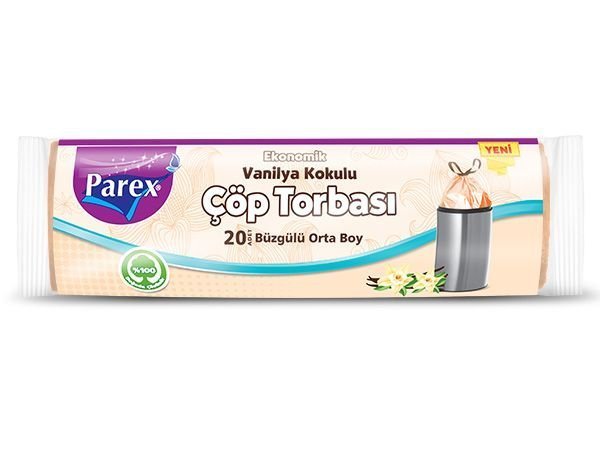 Parex Ekonomik Büzgülü Vanilyalı Kokulu Çöp Torbası Orta Boy 20 Adet