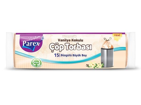 Parex Ekonomik Büzgülü Vanilyalı Kokulu Çöp Torbası Büyük Boy 15 Adet