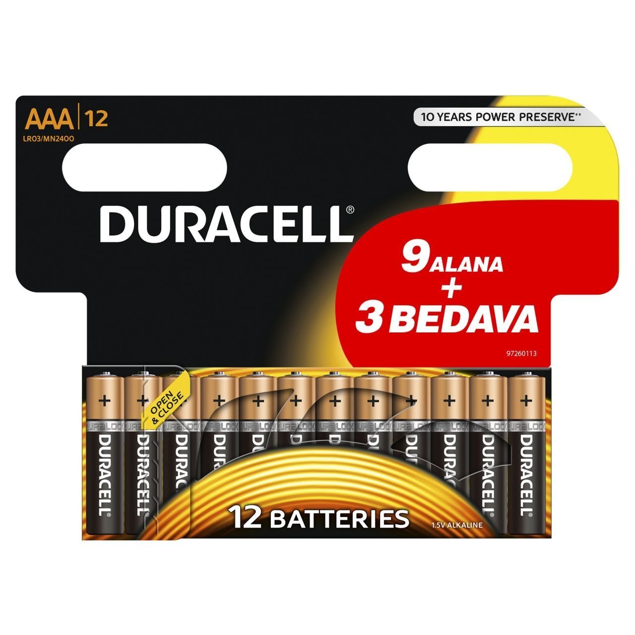 Duracell Alkalin AAA İnce Kalem Pil 9+3 12'li Paket