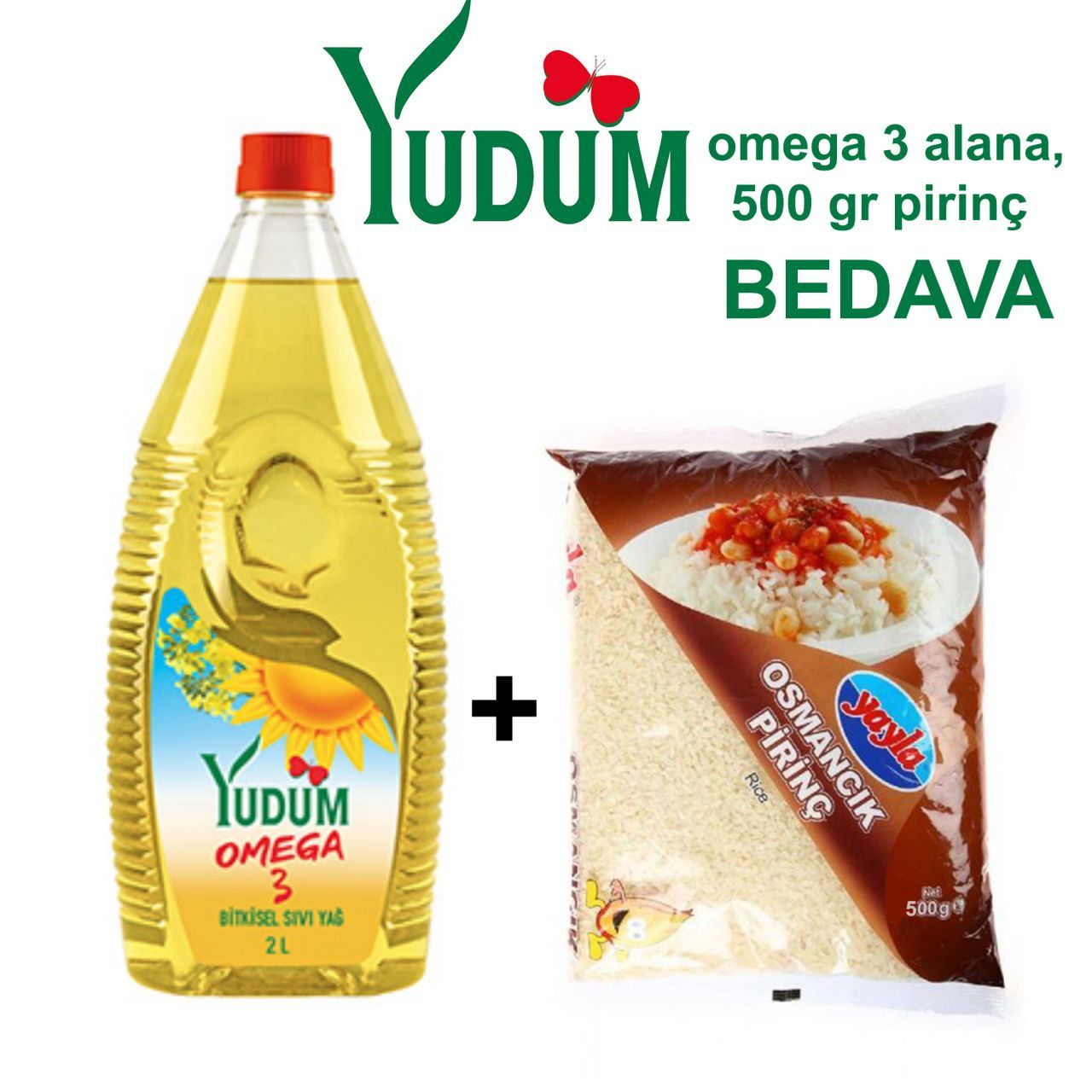 Yudum Omega 3 2lt + Yayla Osmancık Pirinç 500 gr