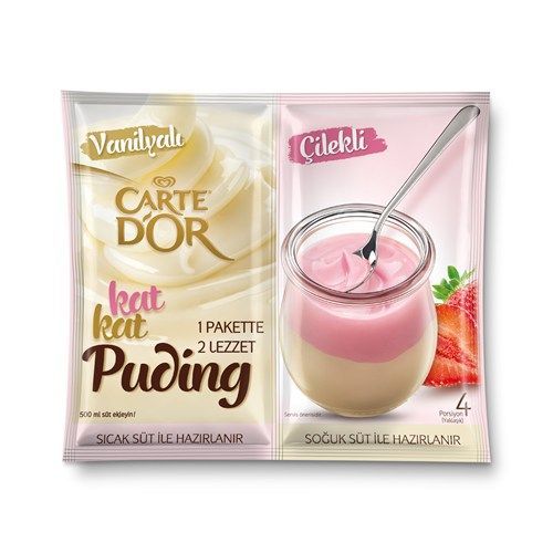Carte D'dor Kat Kat Puding Vanilya ve Çilekli 94 gr
