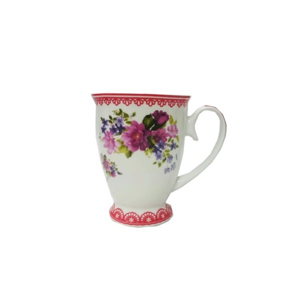 LVN31430 Kırmızı Çiçek Desenli Kupa