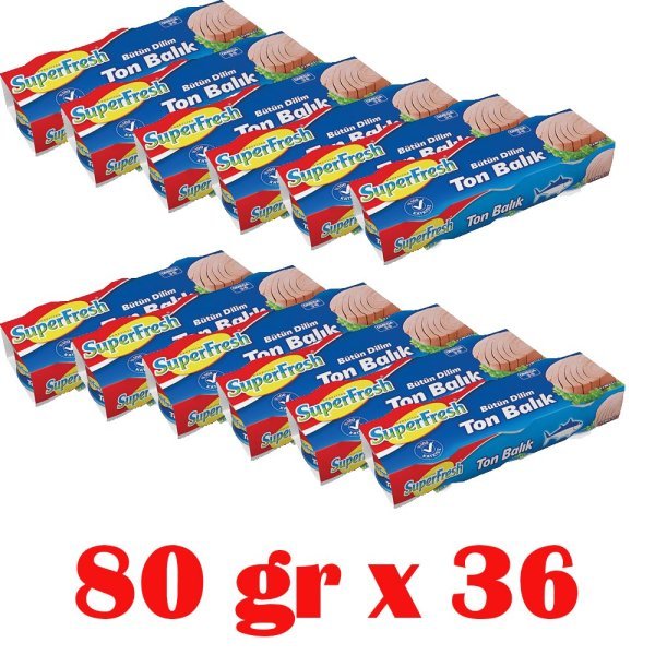 Superfresh Ton Balık Bütün Dilimli 36 x 80 gr
