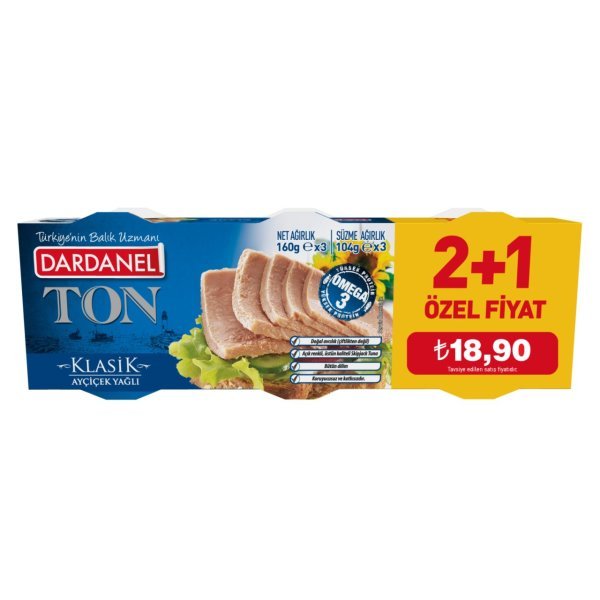 Dardanel Ton Balığı Ayçiçek Yağlı 3x160 gr